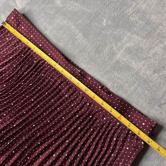 Free Assembly Sz XL Pleated Skirt Classic Fit Side Zip Marron Crush Polka Dot - Picture 14 of 15